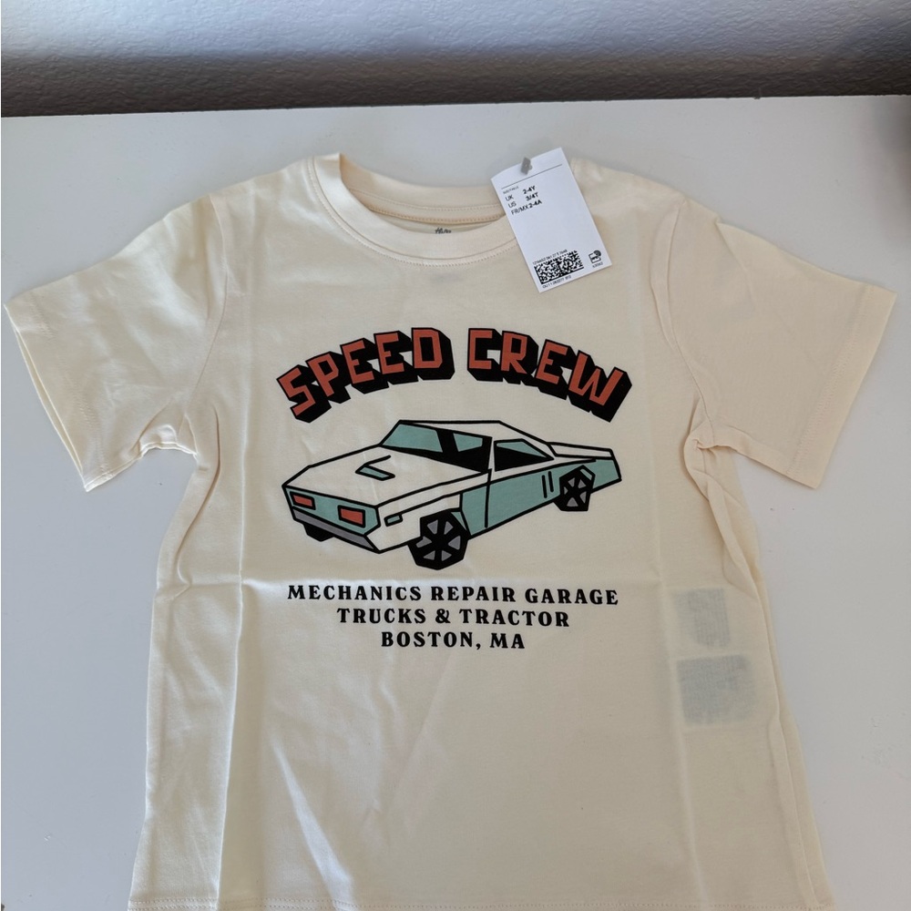 H&M Cream Speed Crew Kids Tee